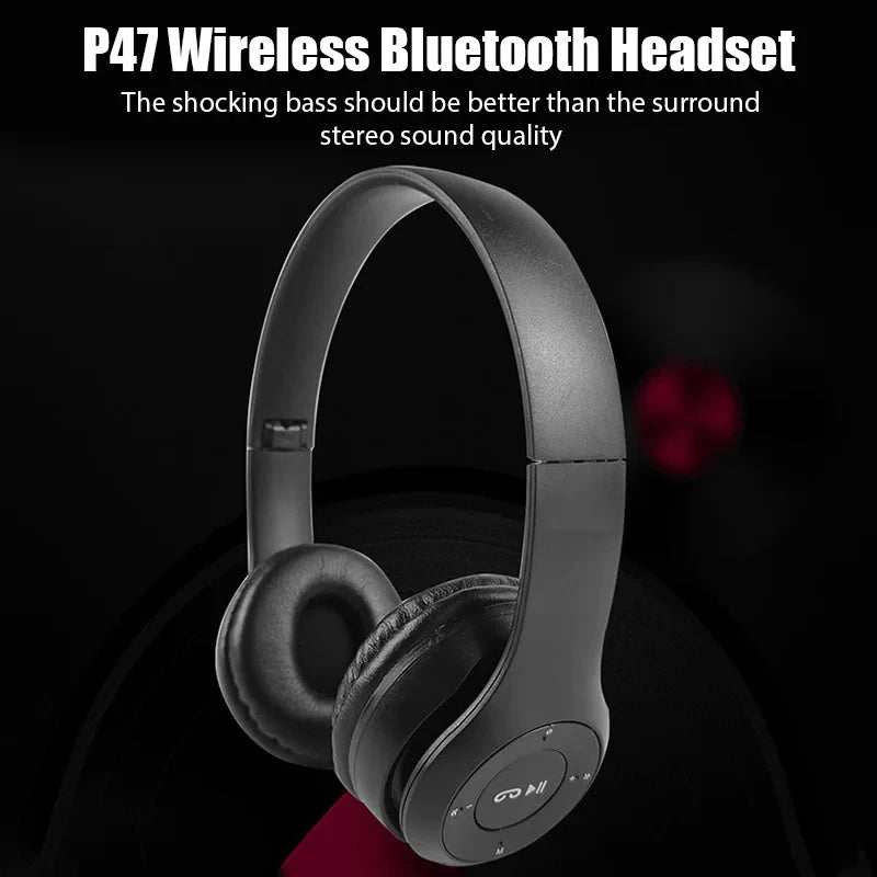 Foldable Bluetooth Headphones Wireless Overhead Earphones with Microphone Volume Control for smartphones Game Headset