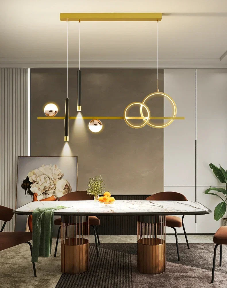 Modern Minimalist Led Pendant Lights with Remote Control Spot Lamp for Kitchen Table Dining Room Office Chandelier Decor Fixture