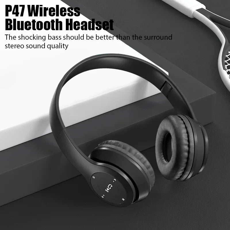 Foldable Bluetooth Headphones Wireless Overhead Earphones with Microphone Volume Control for smartphones Game Headset