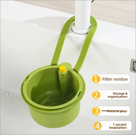 Hanging Drain Basket - Foldable Kitchen Sink Strainer, Multi-Color Over-the-Sink Drain Colander, Space-Saving Vegetable/Fruit Dr