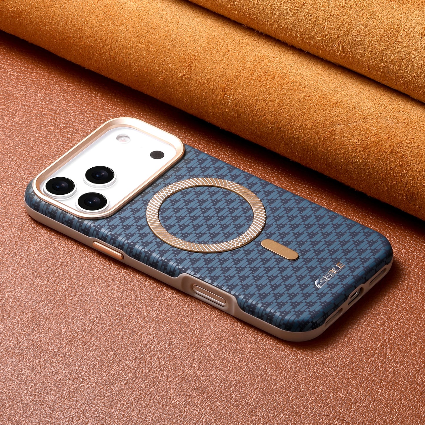 Luxury Business Bitmap Leather Magnetic Phone Case For iPhone 17 16 15 14 13 Pro Max 17Pro 17Air Metal Lens Button Bumpe Cover