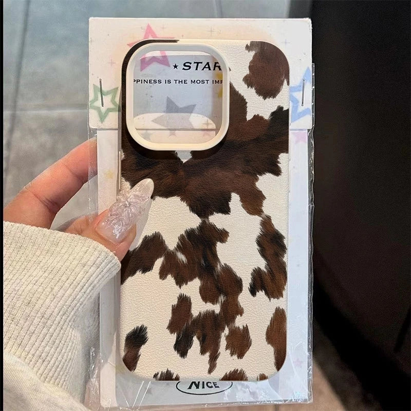Brown Cow Fur Graphic Printed Silicone Phone Case For iPhone 17 Air X XR XSMax 8 Plus 16 15 14 13 12 11 Pro Max Soft Back Cover