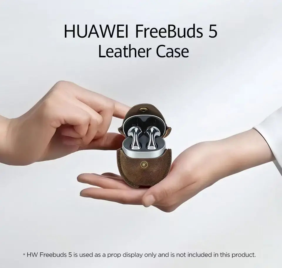 Vintage Crazy Horse Leather Earphone Case for Huawei FreeBuds 5/6 – Premium Niche Retro Style