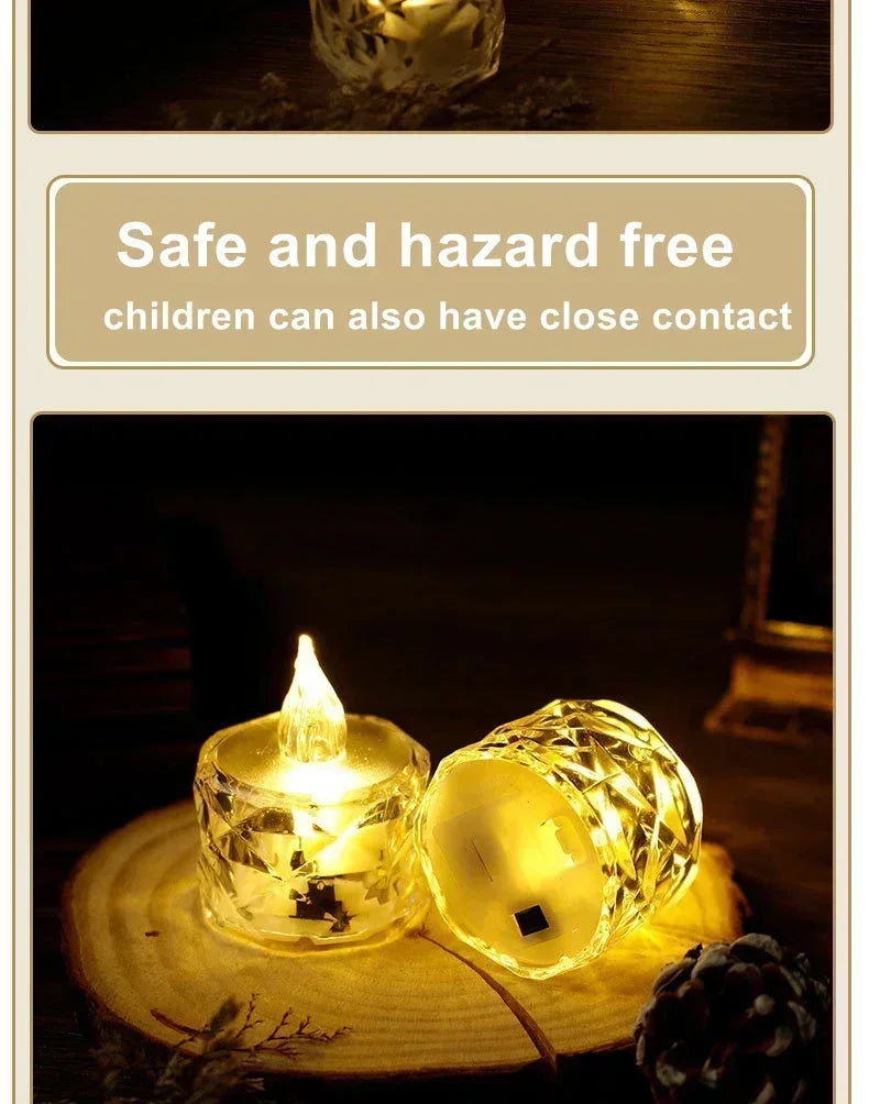 24~1PCS S/M/L LED Crystal Candle Light Flameless LED Candle Electronic Night Lamp Dating Party Christmas Home Wedding Decoration