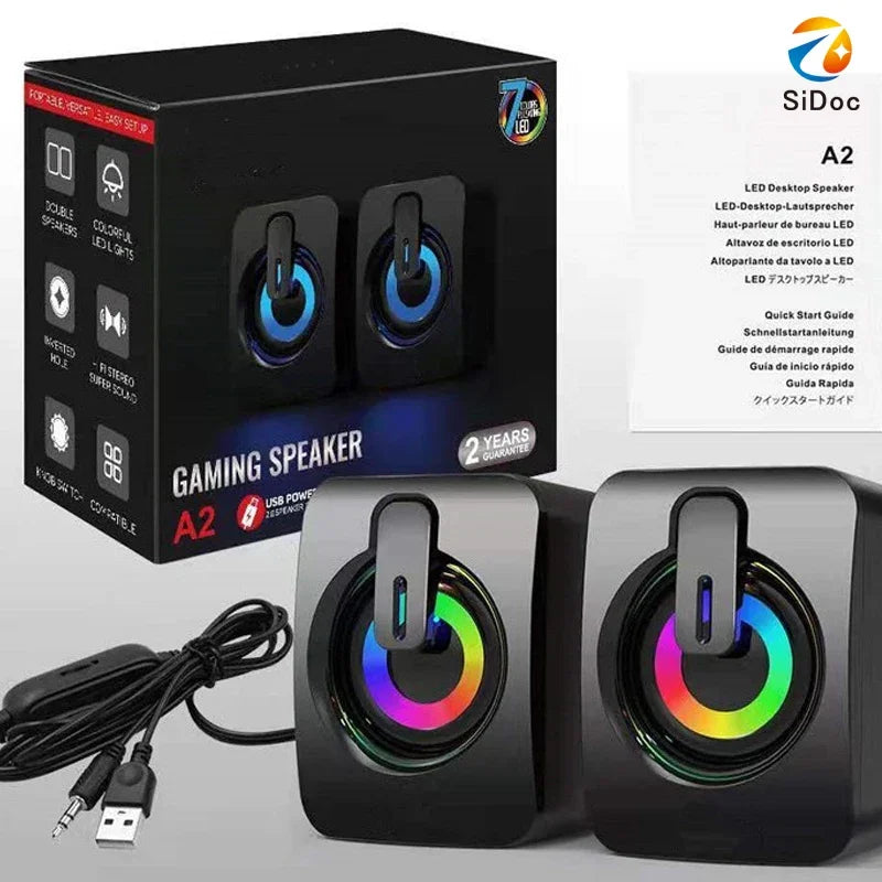 Suitable for Macbook desktop laptop speakers, computer speakers with microphone, stereo 3.5mm AUX home office computer speakers
