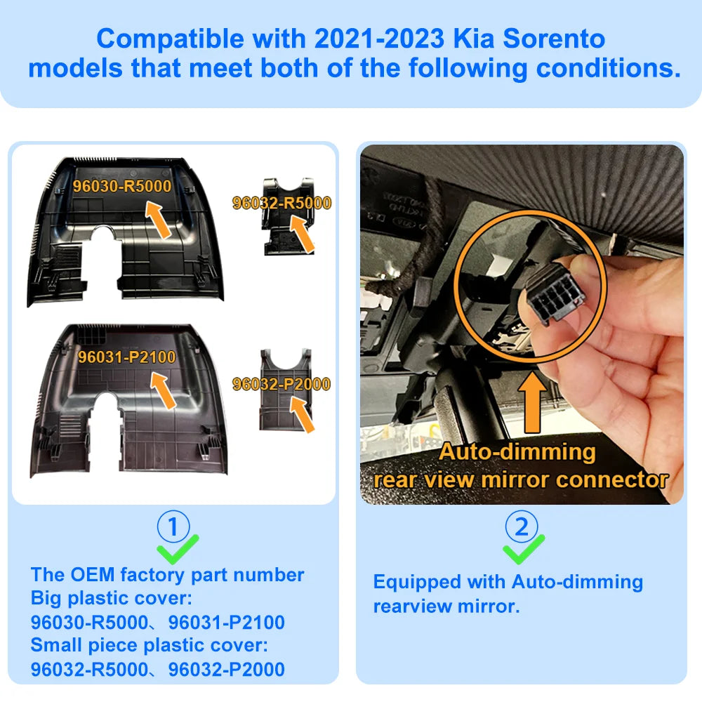 FITCAMX 4K Dashcam for Kia Niro & Niro EV 2017-2024, WIFI APP Connected Car Camera Driving Recorder for Kia Sorento 2021-2025