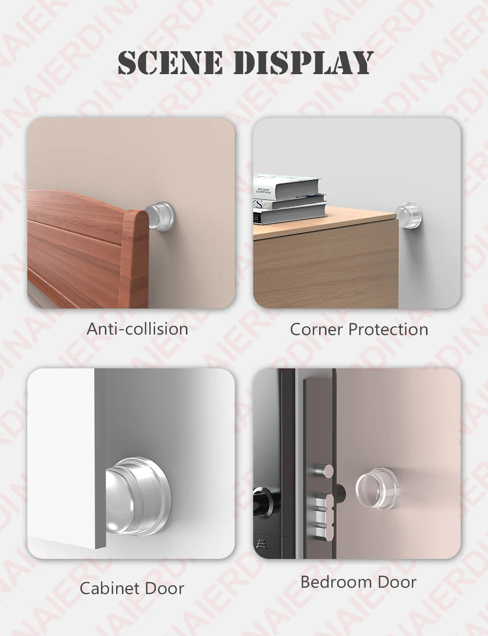 NAIERDI Wall Protector Silicone Door Stopper Self-Adhesive Nail-Free Door Stops Anti-Collision Door Holder Hardware