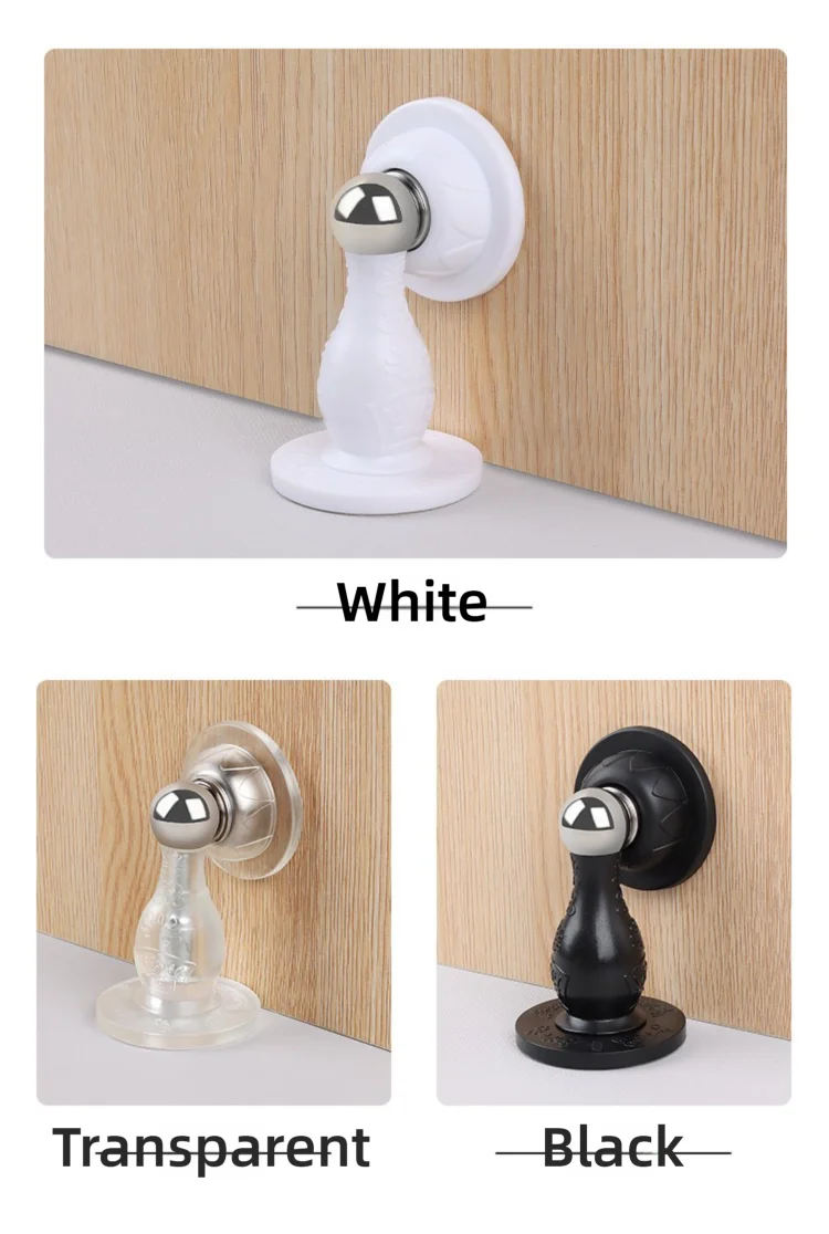 New Drill-Free Door Stopper with Silicone Anti-Collision Pad, Door Holder for Fixing Door Behind and Preventing Collision