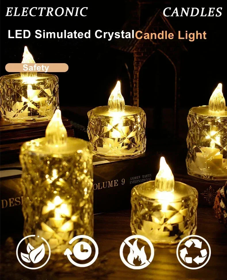 24~1PCS S/M/L LED Crystal Candle Light Flameless LED Candle Electronic Night Lamp Dating Party Christmas Home Wedding Decoration