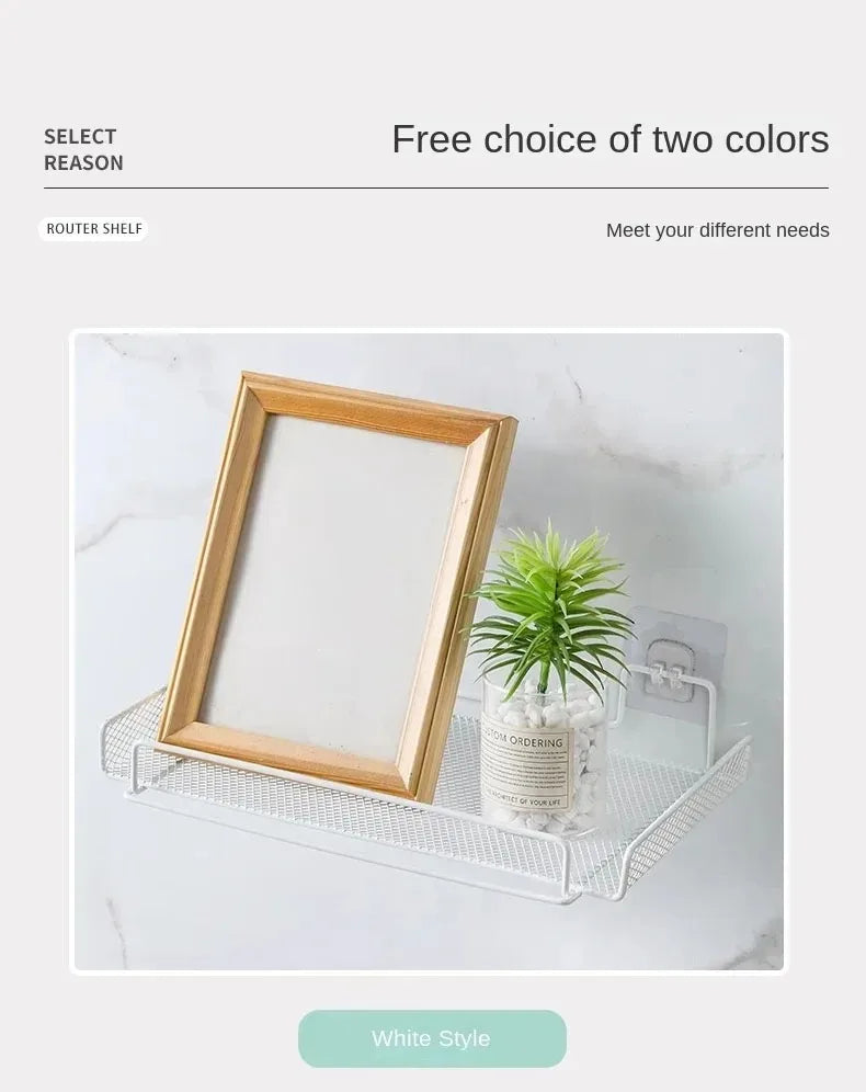Self-adhesive Shelf Wall-mounted No-drill Storage Box  Kitchen SpiceDrying Rack Shelf for Dish Wall Router Rack TV Set-top Box