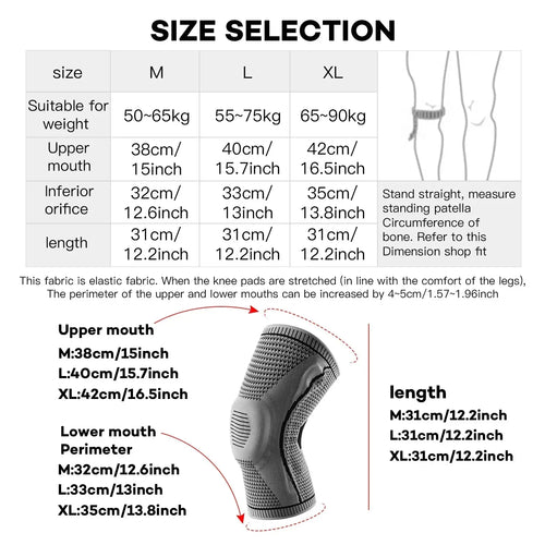 1PC Silicone Knee Pads Strap Patella Medial Support Meniscus Compression Knee Braces for Running Sport Knee Protection