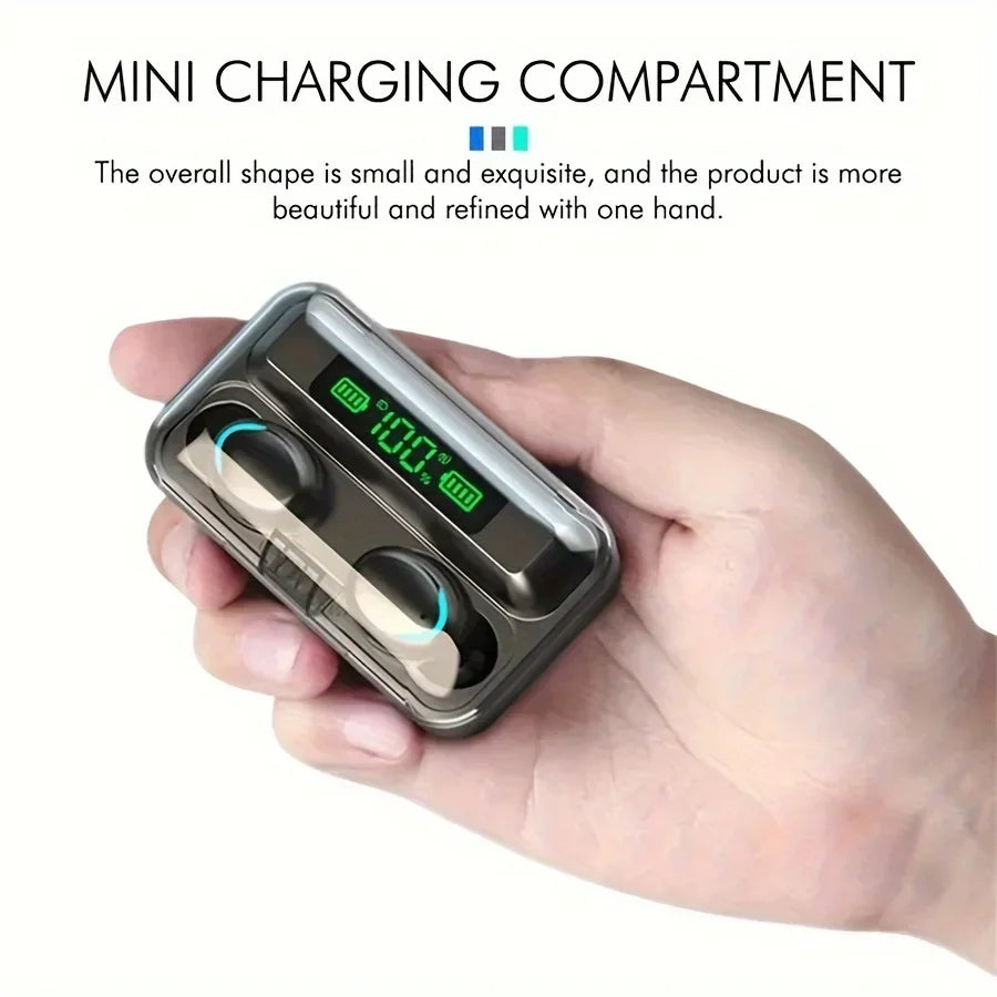 F9 Wireless Game Earbuds - TWS Bluetooth Headphones with Digital Display & Large Capacity Charger