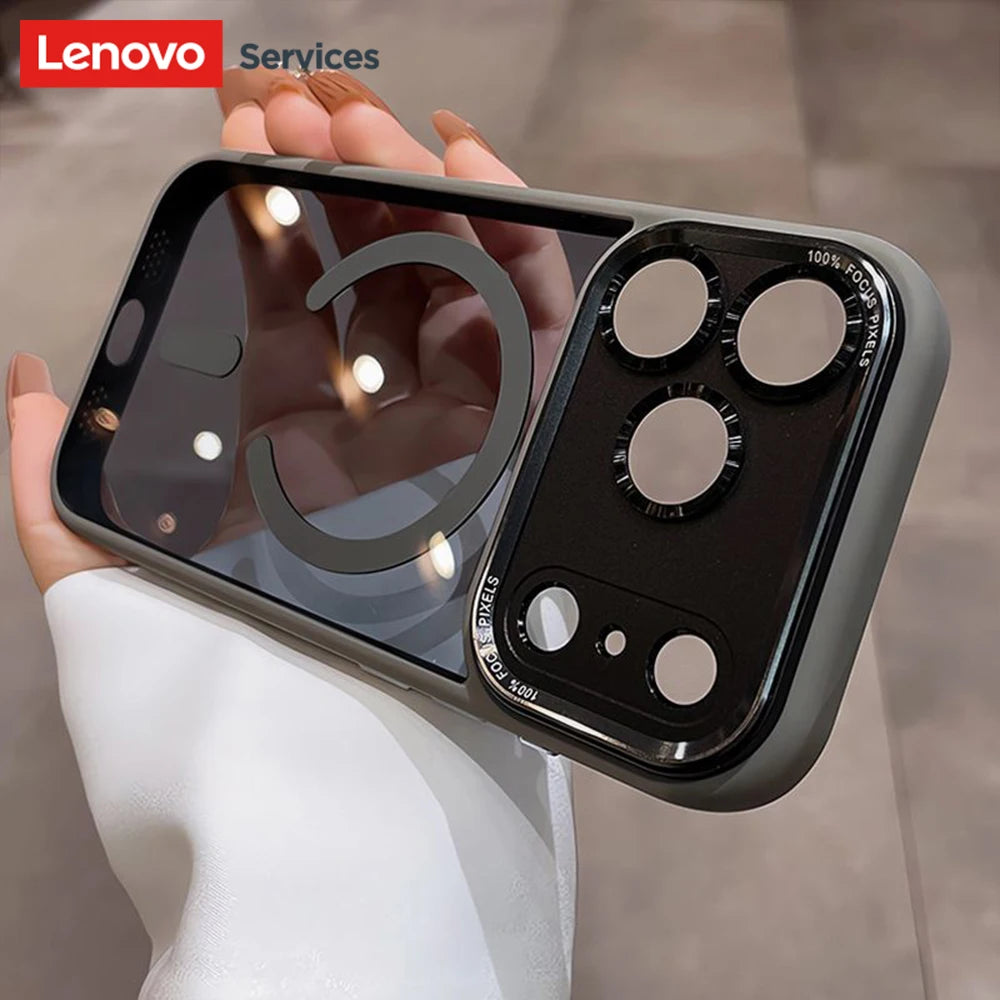 Lenovo Brand for Magsafe Transparent Phone Cases For iPhone 17 Pro Max 15 16 Pro Max Magnetic Shockproof Cover