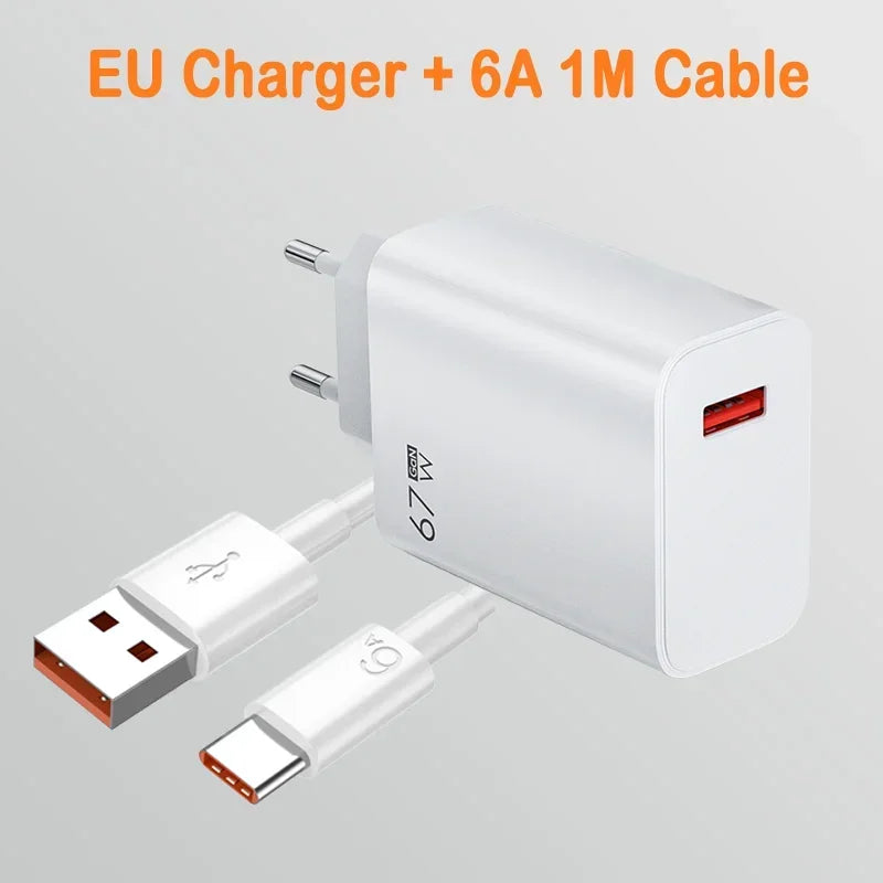 67W Fast Charger For Xiaomi 14 13 12 11 Ultra Redmi Note 13 12T Pro POCO X6 Turbo Type C Cable Power Adapter USB Quick Charger