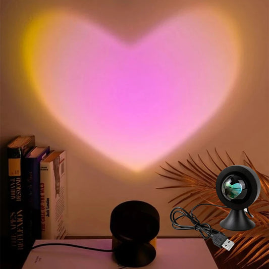 Sunset Light Love Projector Night Light Sunset Projection LED Desk Lamp Bedroom Atmosphere Rainbow Light Decorative Light