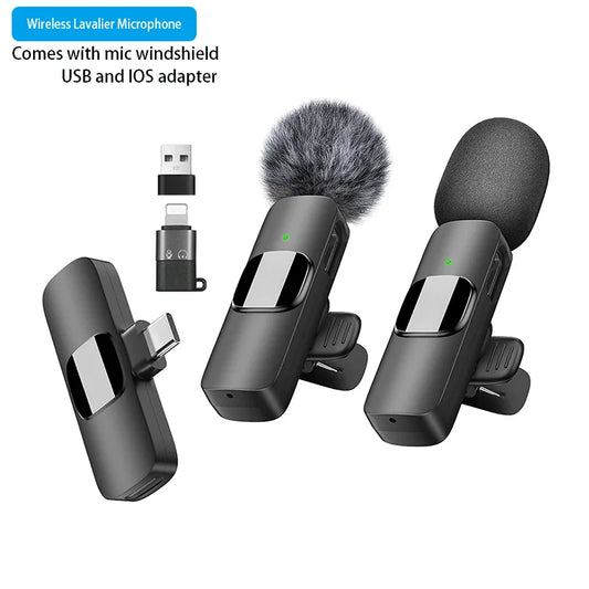 Mini Lavalier Microphone Portable Live Streaming Shooting Interview Mini Wireless Microphone with Clip for Video Recording