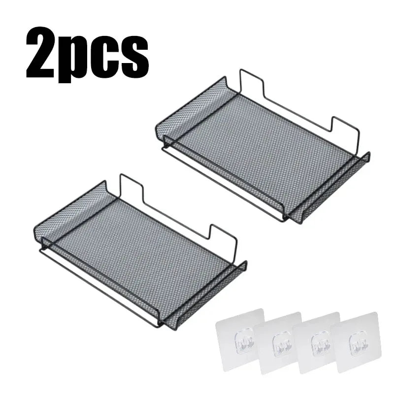 Self-adhesive Shelf Wall-mounted No-drill Storage Box  Kitchen SpiceDrying Rack Shelf for Dish Wall Router Rack TV Set-top Box