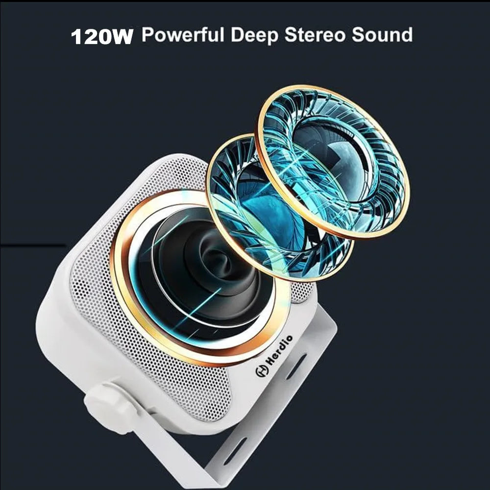 Herdio 4 Inch Waterproof Bluetooth Marine Speakers (2 Pack) - Surface Mount Heavy Duty Audio for Boats, Golf Carts, ATV, UTV,