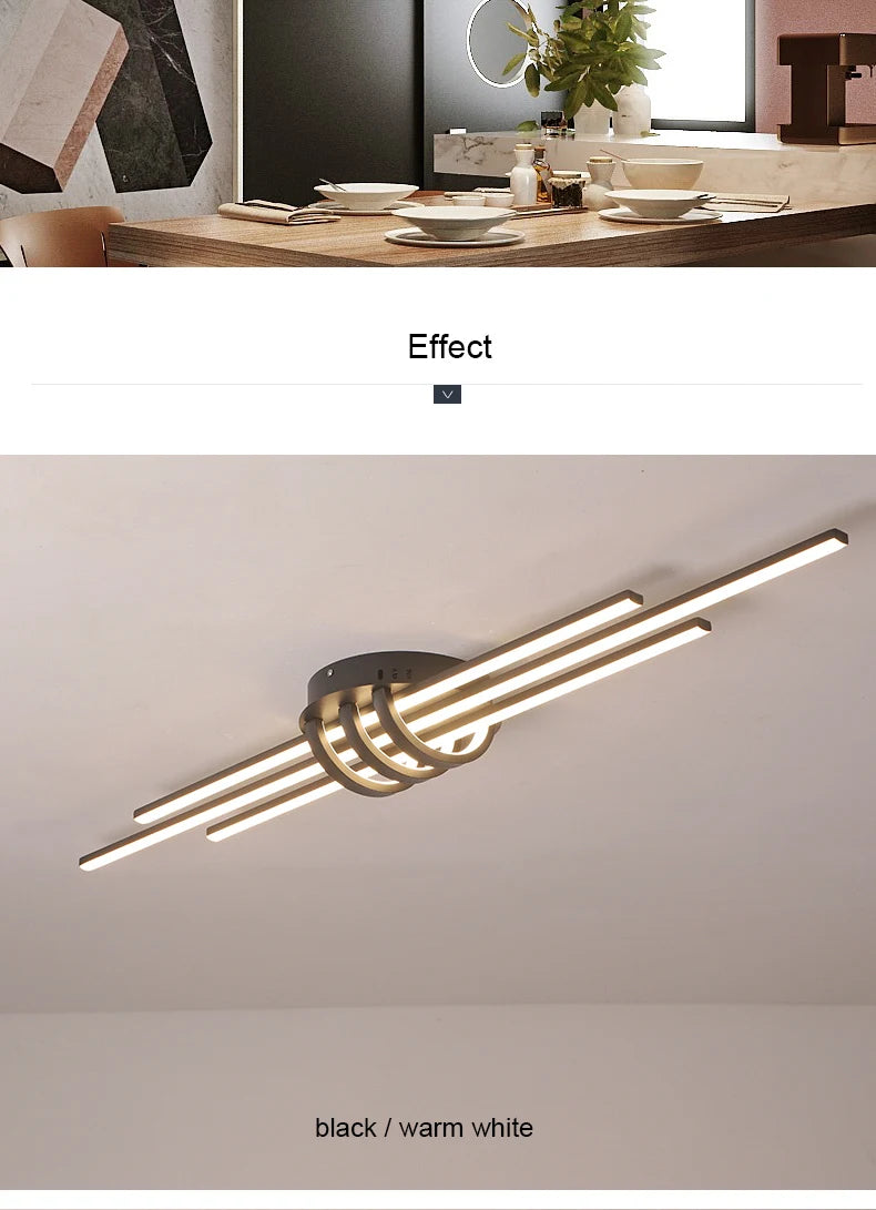 FANPINFANDO Modern Led Ceiling Lights For Living Room Bedroom Matte Black/White Aluminum Kitchen Led Ceiling Lamps Fixtures