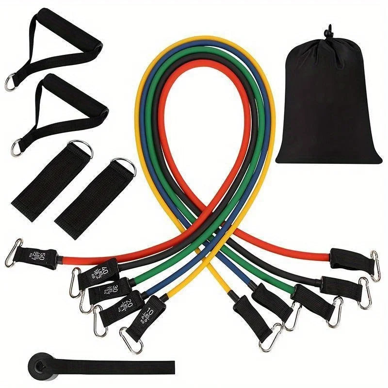 11Pcs Resistance Bands Set Bodybuilding Exercise Equipment Fitness Elastic Rope Strength Training Tensioner Workout Expander