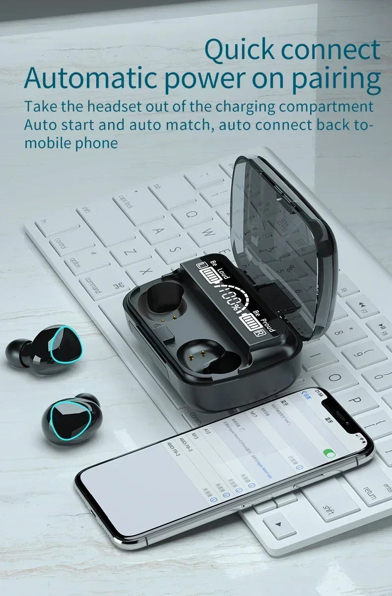 Original M10 Wireless Noise Canceling Headphones - Bluetooth Earpods with Mic, Stereo Sound & Gamer Speaker for Sports