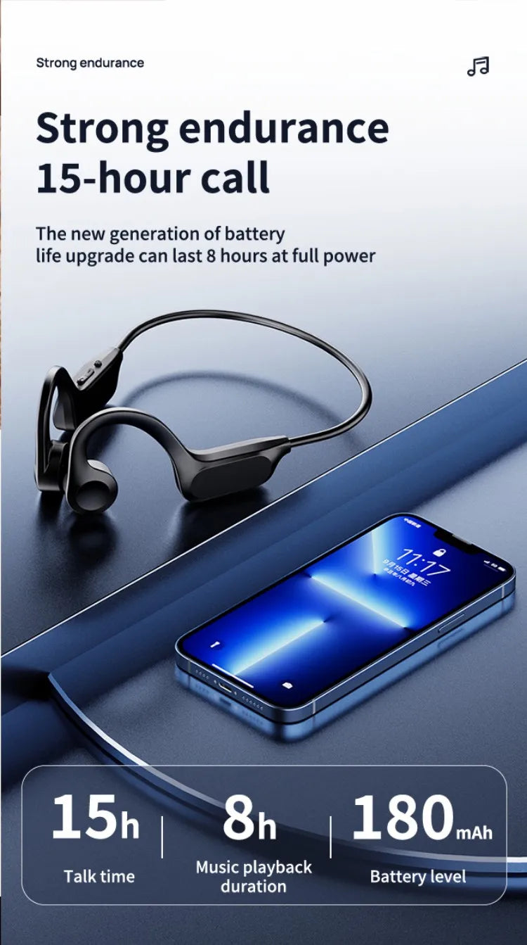 Beauddy Air Conduction Sport Headphone Wireless Earphone Bluetooth-Compatible Headset Hands-free with Mic for Running X7 Earbuds