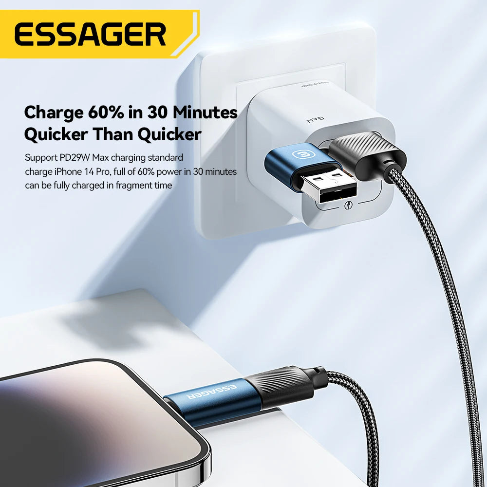 Essager 4 in 1 USB Cable Type C 65W PD Fast Charging Wire Type C To Type C Cable For iPhone 15 14 13 Pro Max iPad HUAWEI Xiaomi