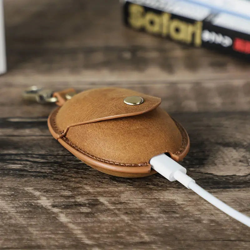 Vintage Crazy Horse Leather Earphone Case for Huawei FreeBuds 5/6 – Premium Niche Retro Style