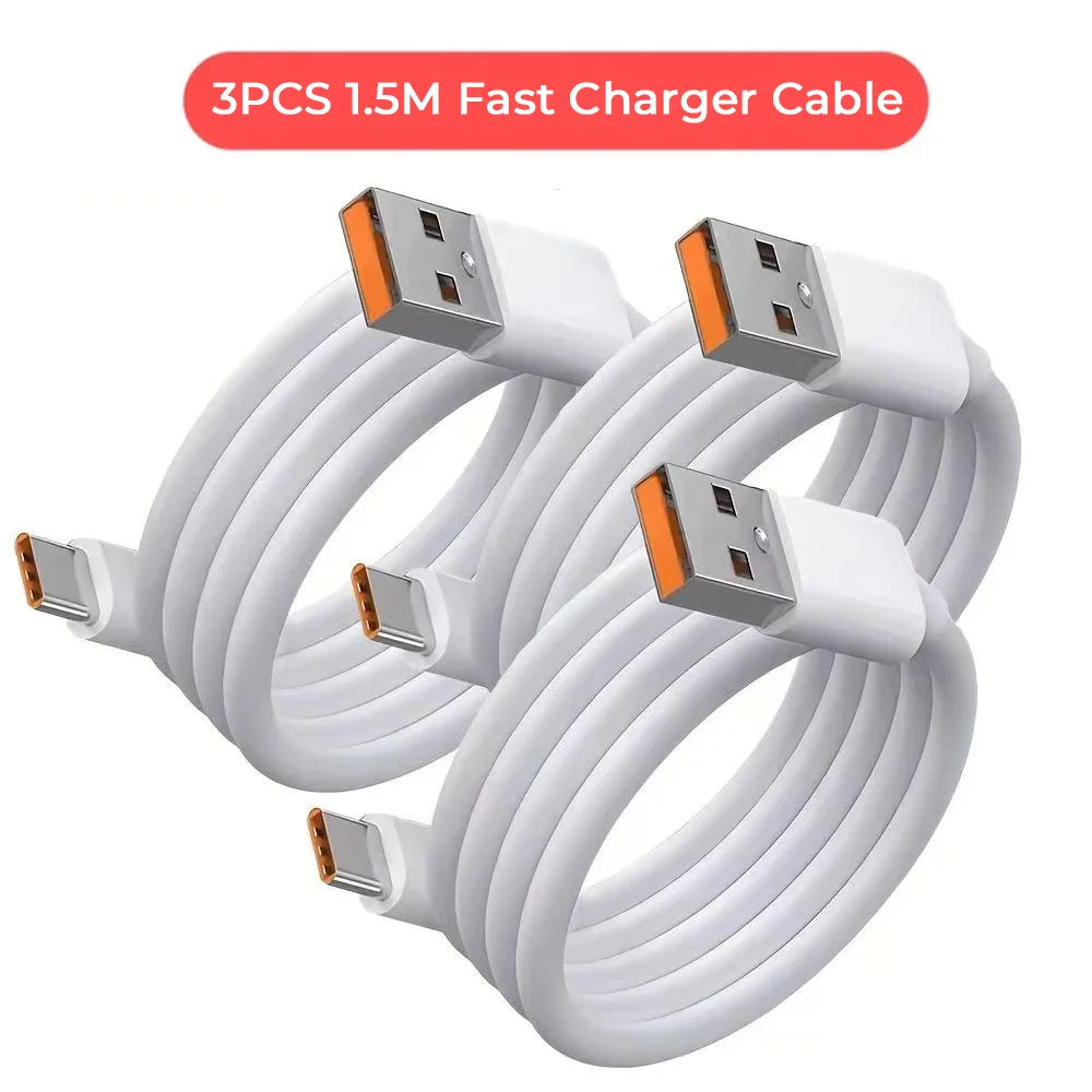NNBILI 3PCS 100W 6A Super Fast Charger Cable Fast USB Type C Charging Data Cord Quick Charger Cable USB C charger fast charging