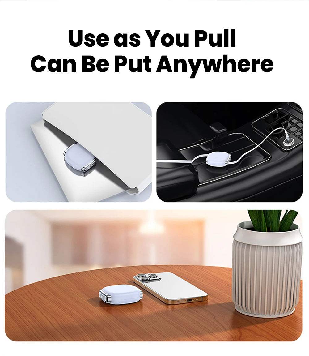 USB C to USB C Cable 100W for iPhone 16 15 Plus Pro Max Retractable Cable For MacBook iPad Fast Charger Cable Charger Data Wire