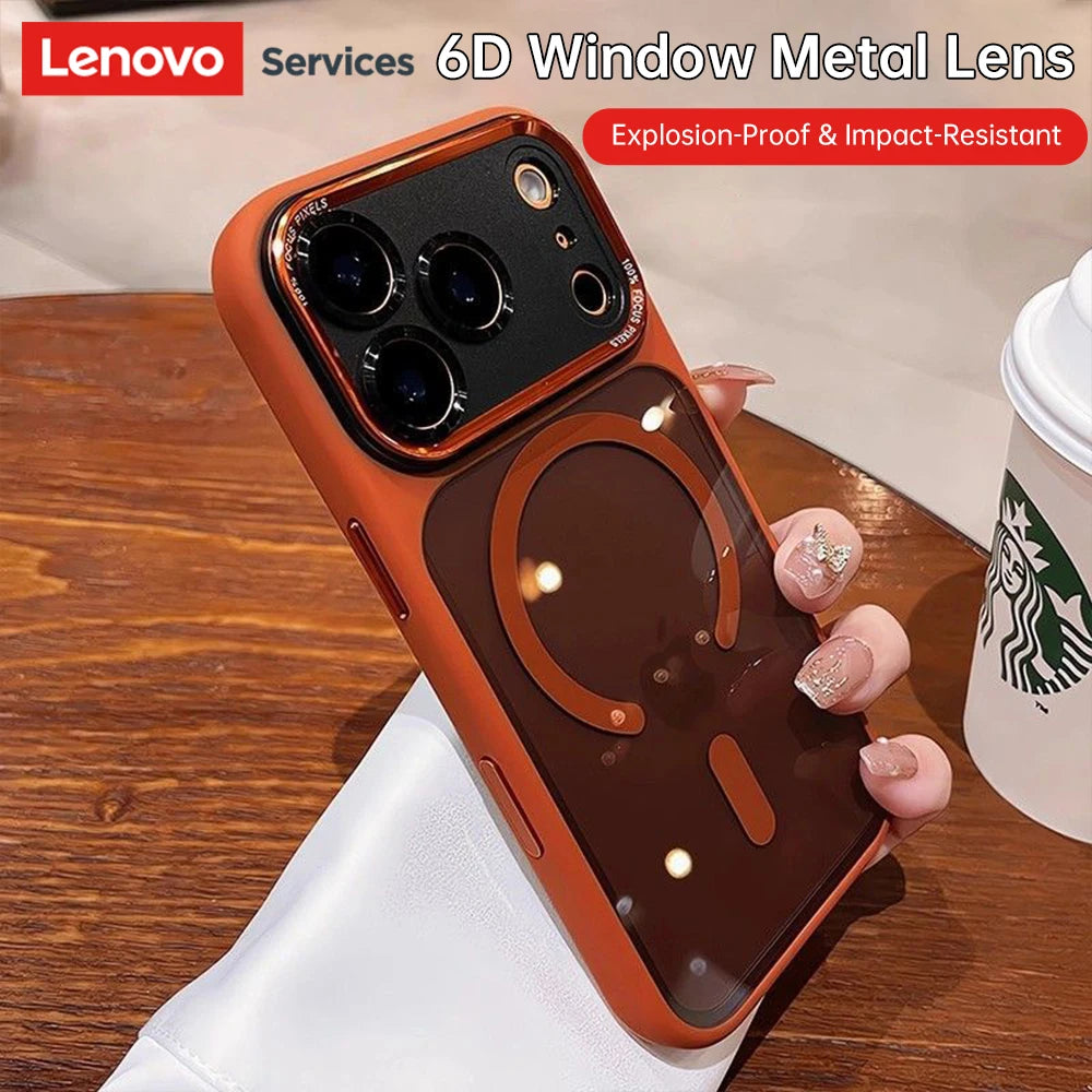 Lenovo Brand for Magsafe Transparent Phone Cases For iPhone 17 Pro Max 15 16 Pro Max Magnetic Shockproof Cover