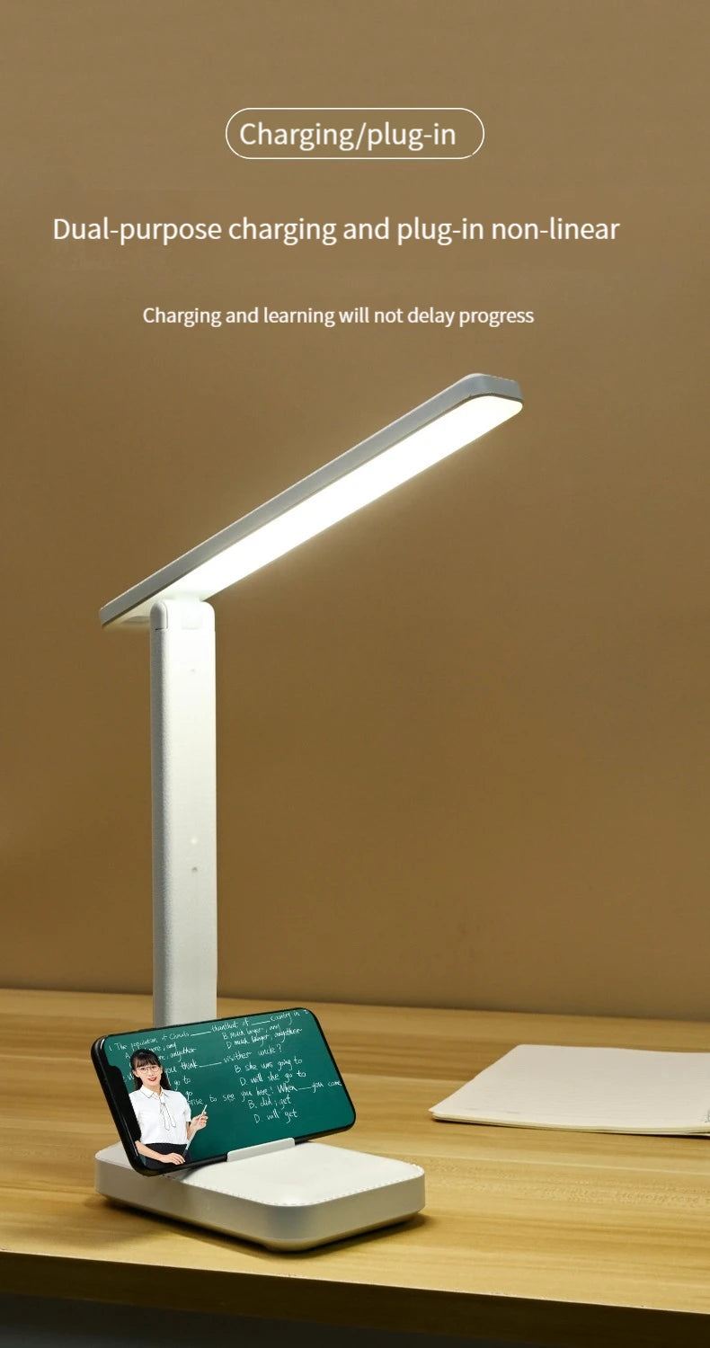 Foldable eye protection desk lamp, supports three-speed dimming, supports USB charging and plug-in two styles, and has learning