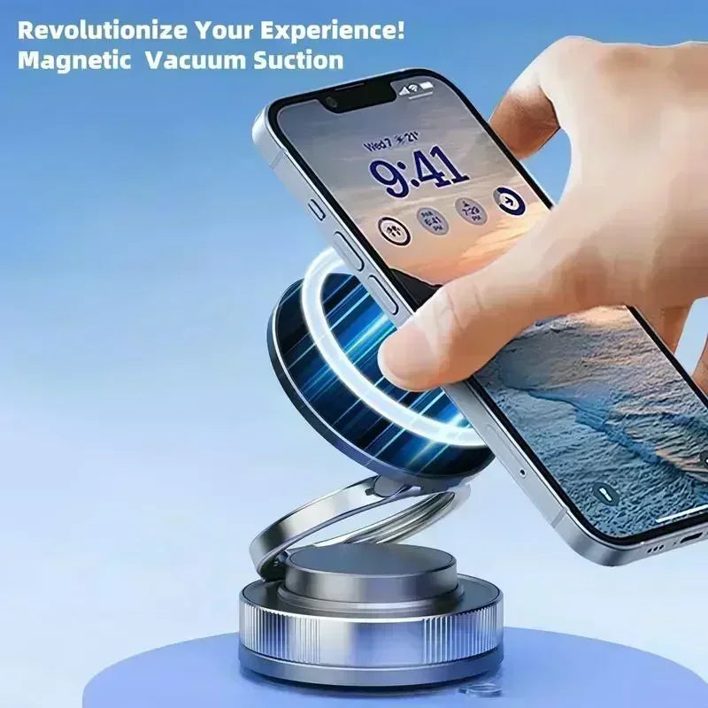 360° Foldable Magnetic Phone Mount! 2025 New Vacuum Suction Cup, Ultra-Strong Adsorption Alloy Bracket for Cars & Desktops