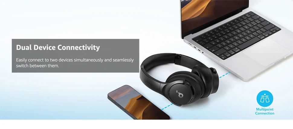Anker soundcore Q20i 40H Long ANC Playtime Hybrid Active Noise Cancelling Wireless Over-Ear Bluetooth Headphones
