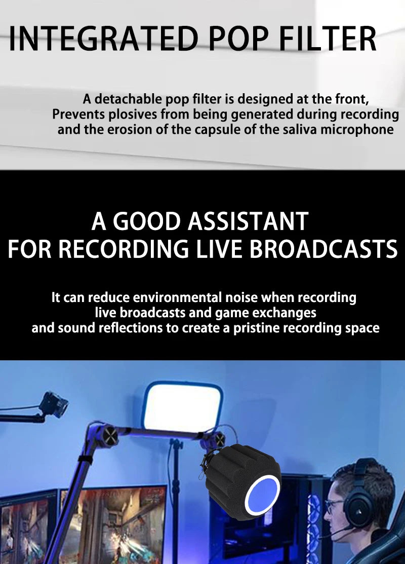 Sound-Absorb Sponge Mic Cover, Microphone Windproof Cover,Anti Spray Mic Windproof Cover Can Reduce Room Echo And Reverberatio