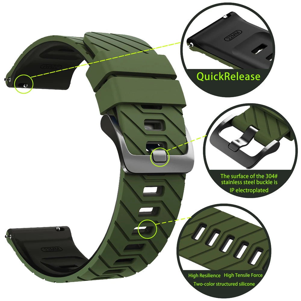 22mm Two-Tone Silicone Band Quick Release Strap For Garmin Forerunner 570 47MM 265 255 Music/Venu 4 3 2 45MM Sport Bracelet Belt