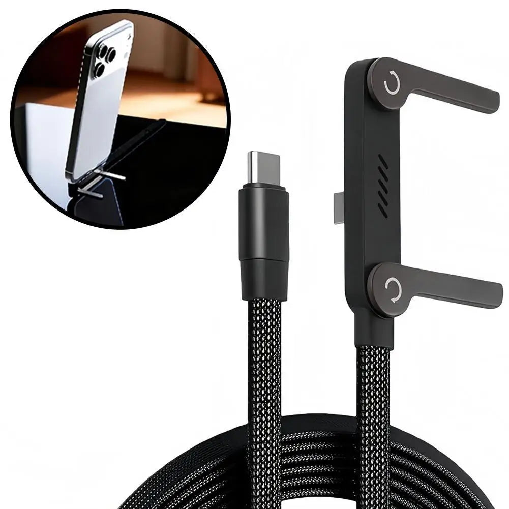 240w Fast Charging Foldable Bracket Data Cable With Built-in Holder Type-C To Type-C Uninterrupted Gaming 2026 NEW