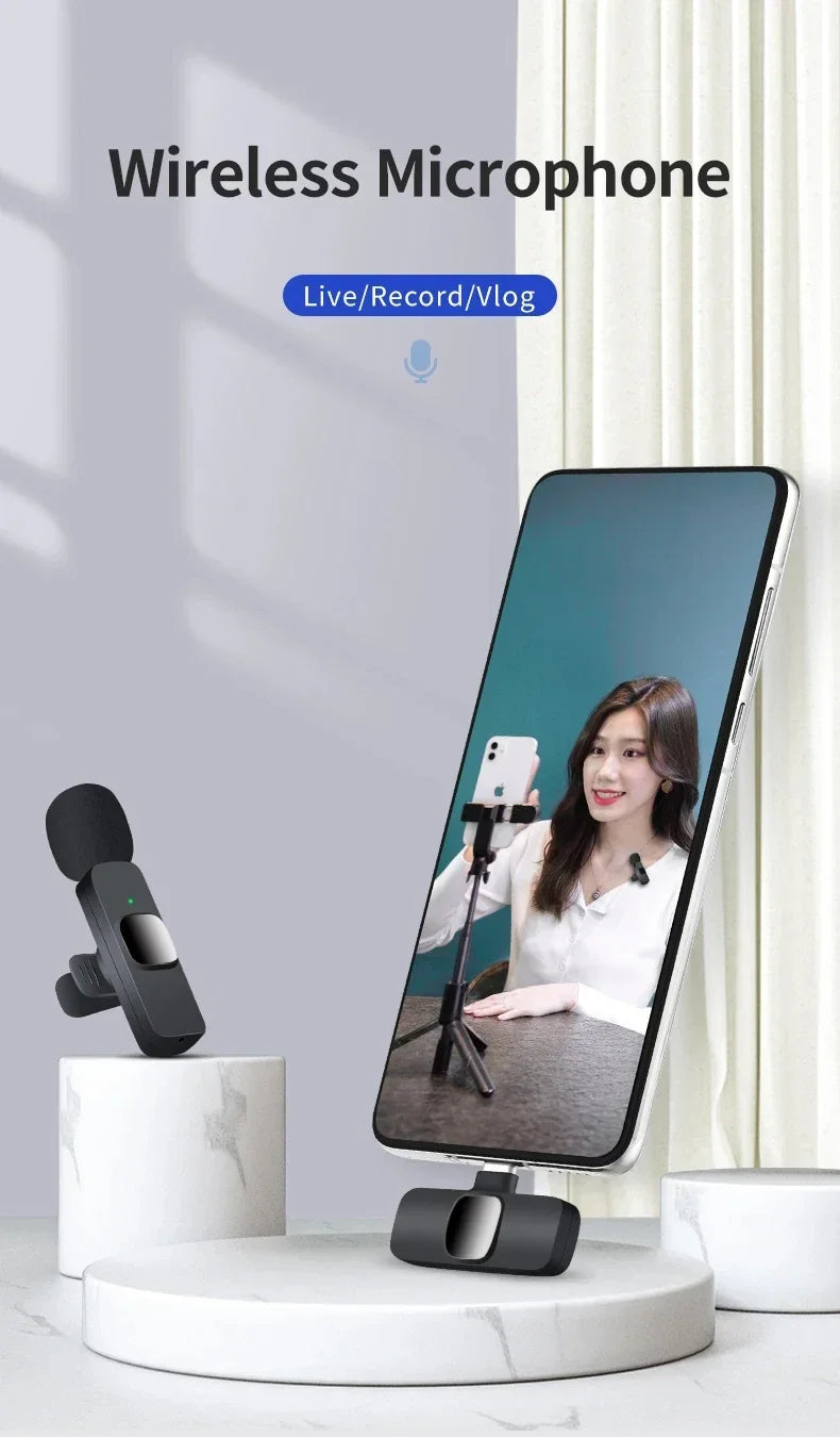 Wireless Lavalier Mic Audio Video Recording Mini Replaceable Windproof Fleece Microphone for vlog YouTube Shooting Microphone