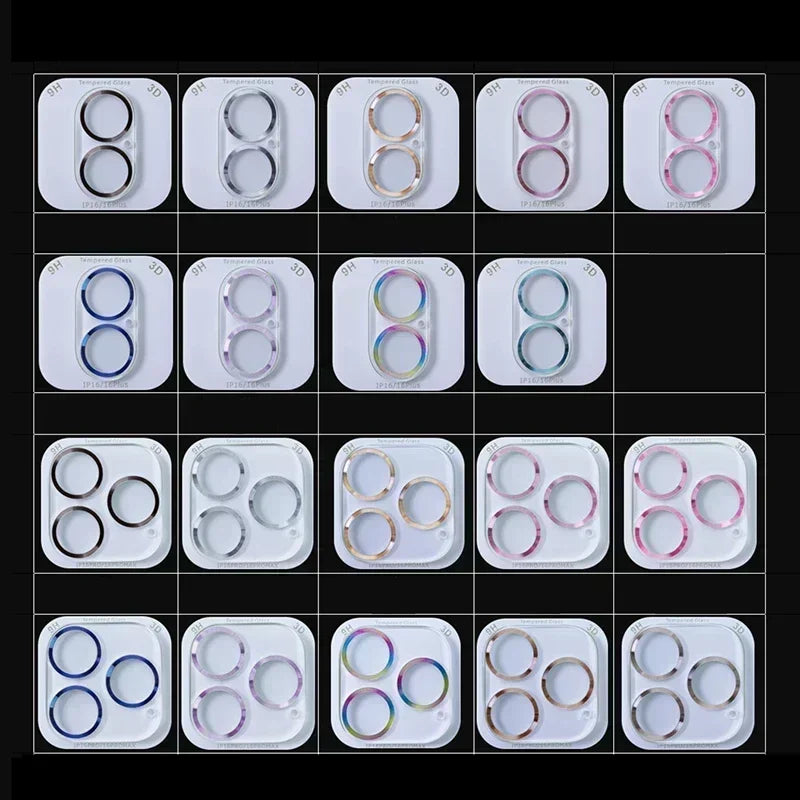 Lens Protection For iPhone 17 16 Pro 15 14 13 12 11 Pro Max Plus Mini Camera Lens Metal Ring Tempered Glass Protector Full Cover