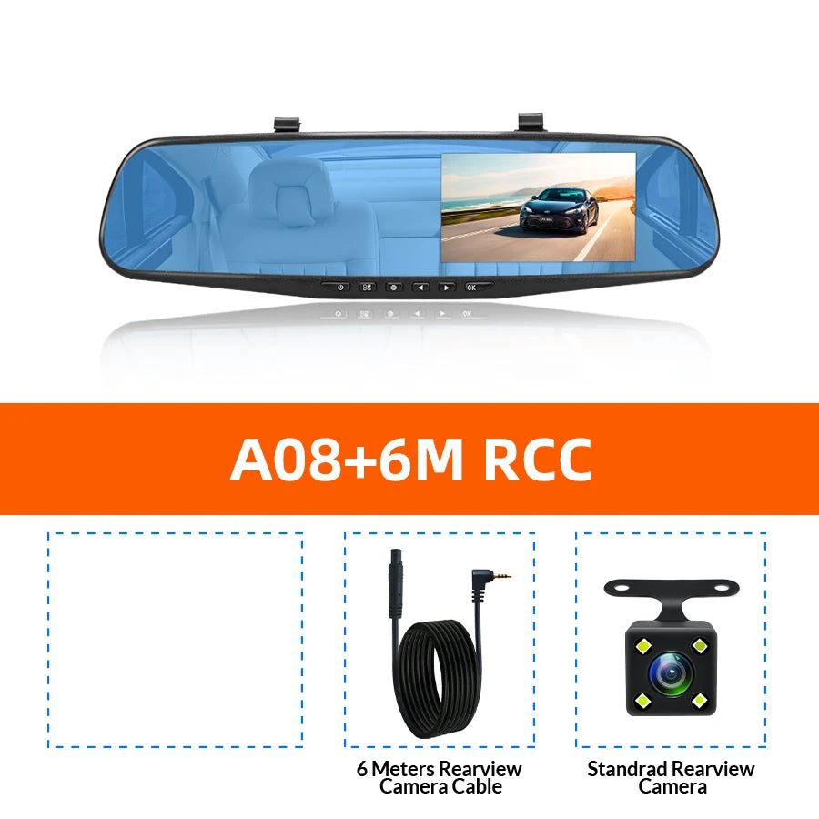 4.3 Inch 1080P Dual camera Dash Cam For Cars Optional 1080P Rear Car Camera Night Vision Loop Recording Wide Angle Car DVR Came