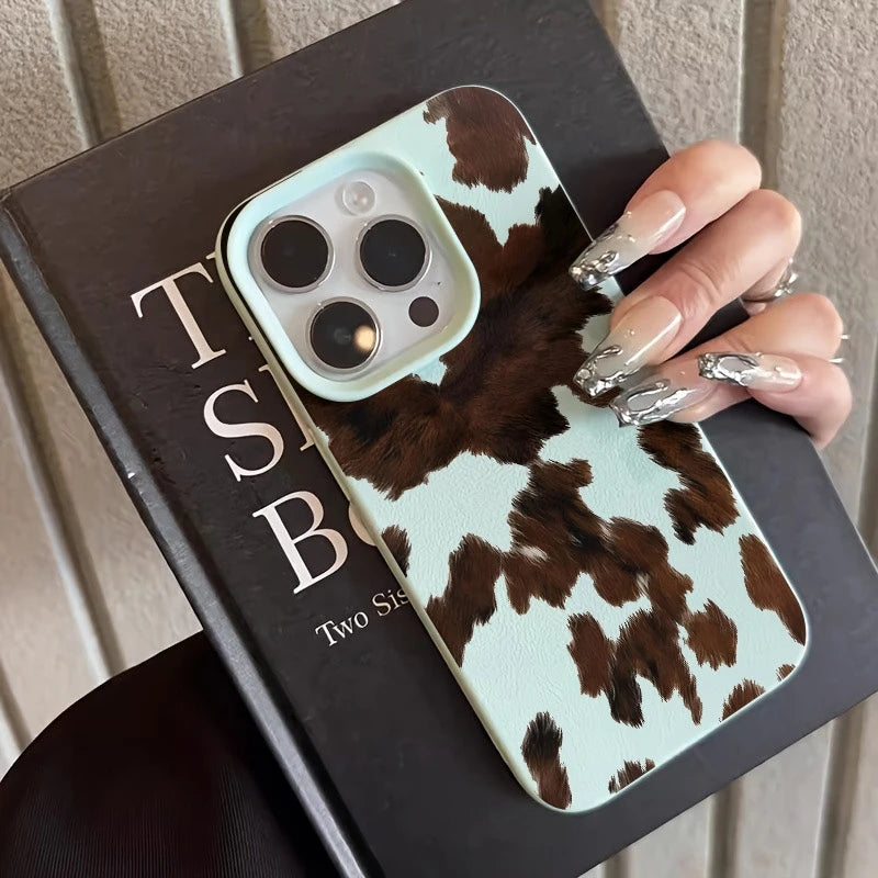 Brown Cow Fur Graphic Printed Silicone Phone Case For iPhone 17 Air X XR XSMax 8 Plus 16 15 14 13 12 11 Pro Max Soft Back Cover