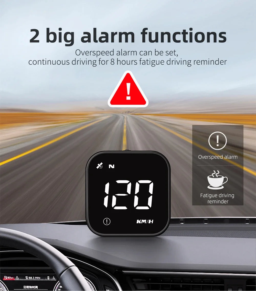 GPS Smart Car Head Up Display G4S HUD Digital Speedometer MPH KMH With Overspeed Alarm Car Time Display White LED Gauge Meter