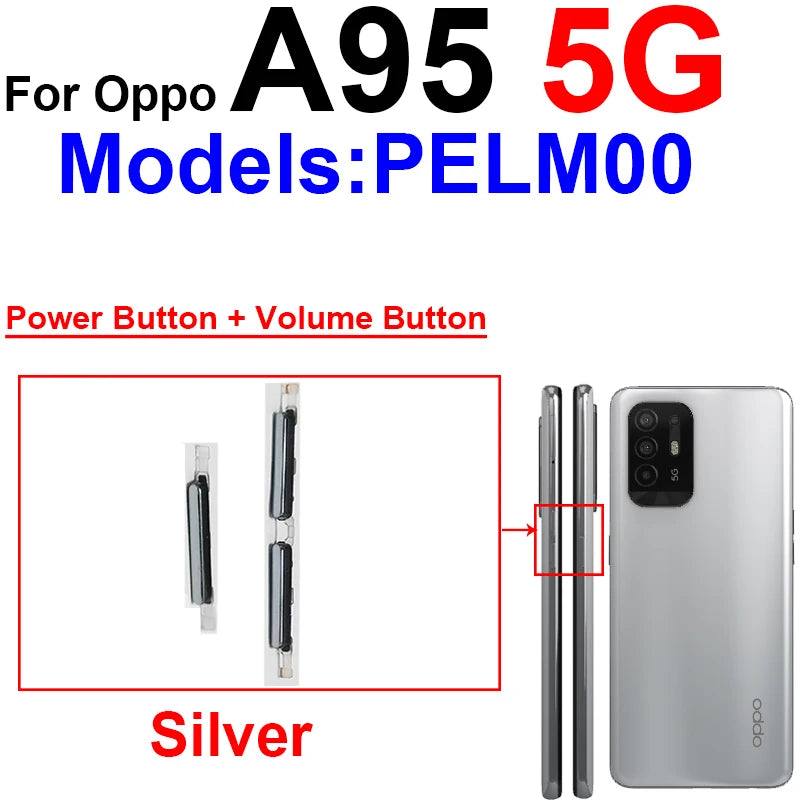 Volume Pwoer Side Button For OPPO A93 A94 A95 4G 5G Up Down Volume ON OFF Power Switch Side Keys Flex Cable Repair Parts