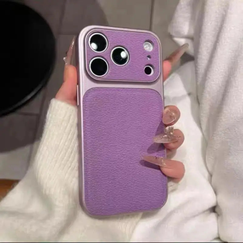 Luxury Lychee Leather Shockproof Phone Case For iPhone 17 Air 16 15 14 13 Pro Max Instantly Turn 17Pro Full Bumper Matte Cover