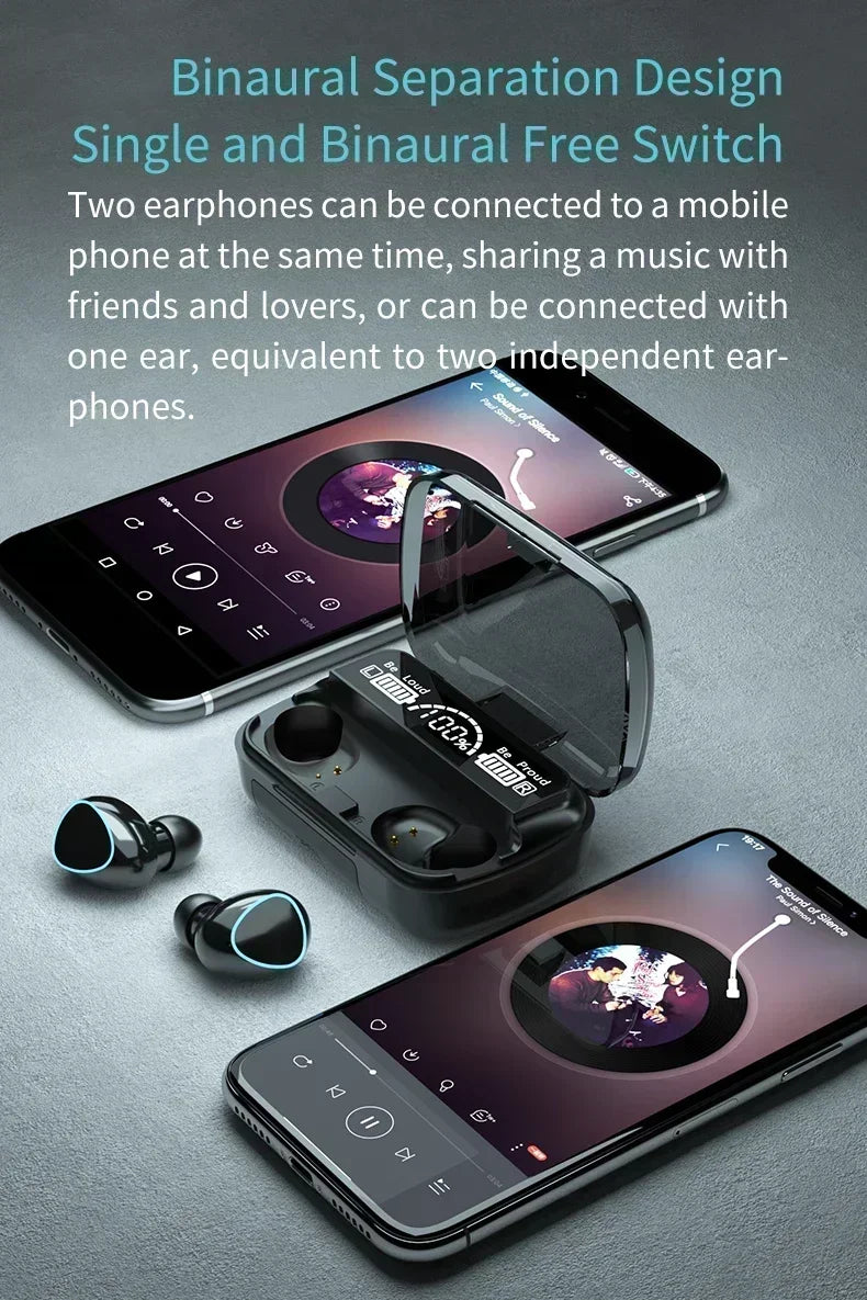 Original M10 Wireless Bluetooth Earpods - All-in-One Sports Headphones with Noise Canceling, Stereo Sound & Built-in Microphone