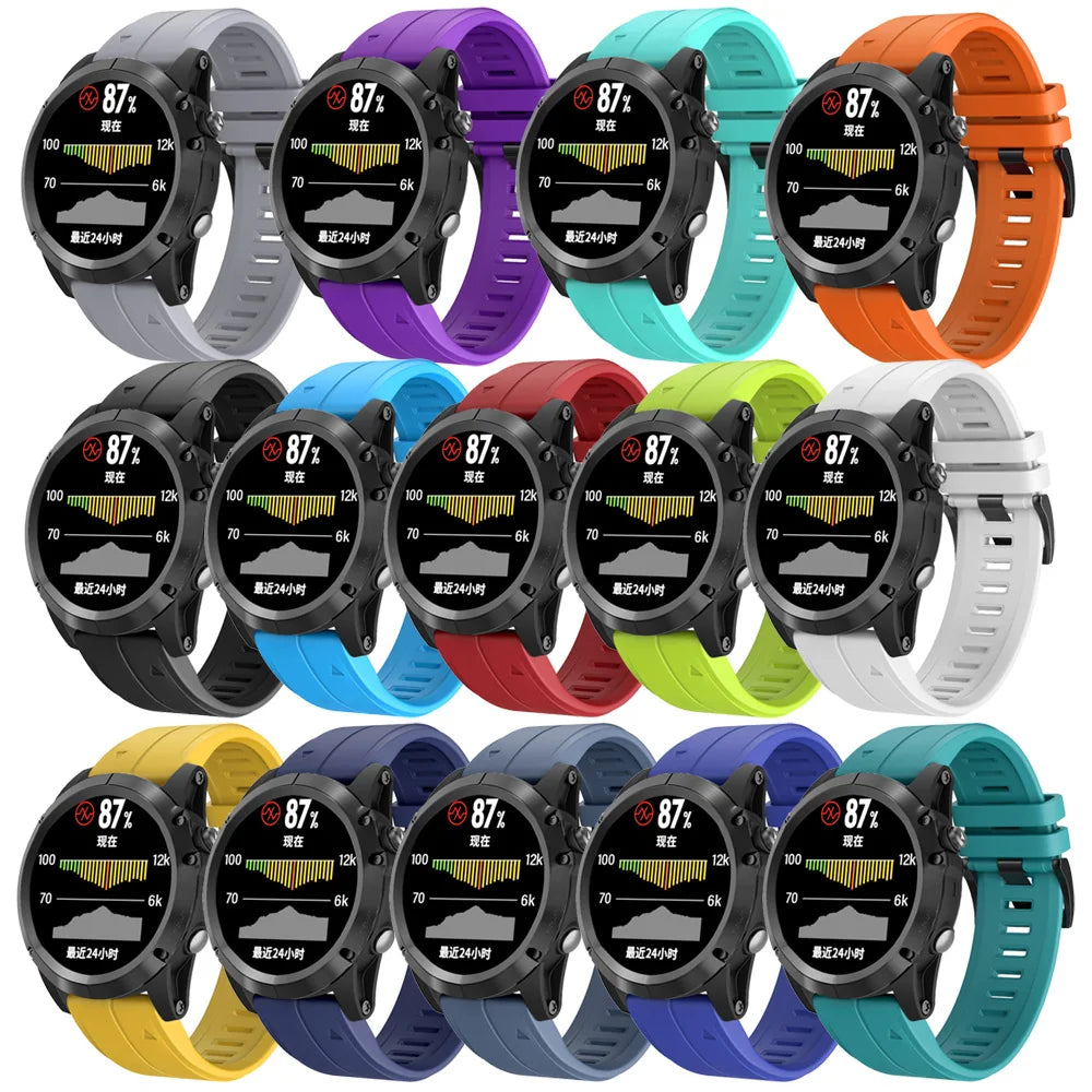 Sport Silicone Strap for Garmin Descent G2 G1 Mk3i Mk2 Mk1/Fenix 8 Pro E 7 7X 6 6X 5 5X/Epix Soft Bracelet 22/26mm Quickfit Band