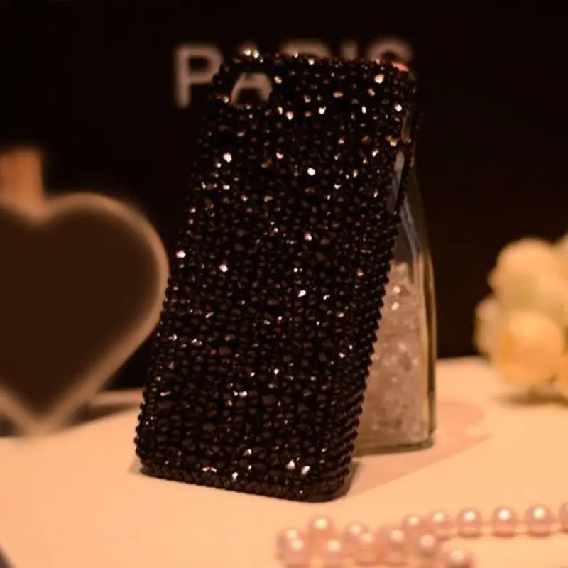 Cool Black Rhinestone Handmade Shell for iPhone 15 Pro Max 14 Plus 13 12 11 Xsmax Anti Drop Couple Hand Protection Back Cover