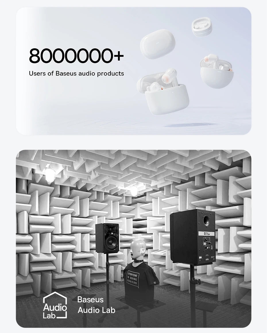 Baseus Bass EP10 NC -43dB Noise Cancelling ANC True Wireless Earbuds Bluetooth 6.0 In-Ear Wireless Earphones 4-Mics ENC Ear buds