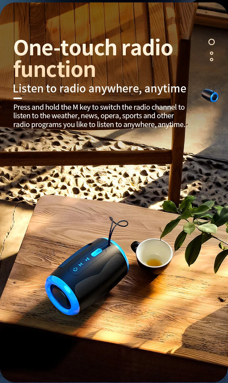 TSN-1 Portable Speaker Wireless Bluetooth Speakers with 5.3 Stereo FM/SD/USB Disk/Aux Modes Waterproof for Outdoor Hifi Sound
