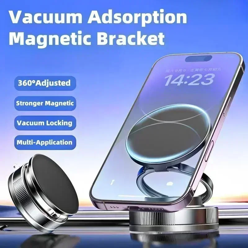 360° Foldable Magnetic Phone Mount! 2025 New Vacuum Suction Cup, Ultra-Strong Adsorption Alloy Bracket for Cars & Desktops